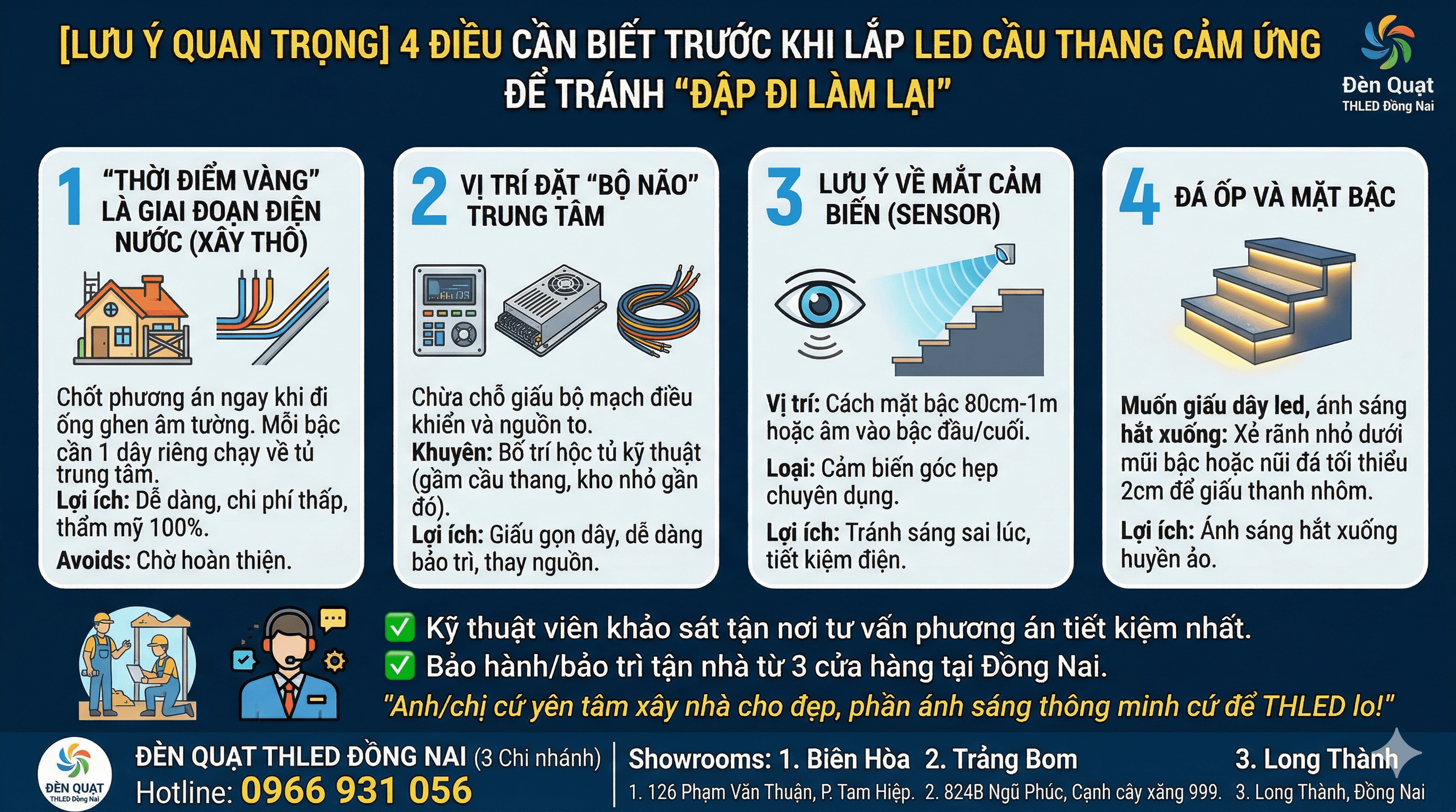 4 điều cần biết trước khi lắp LED cầu thang cảm ứng