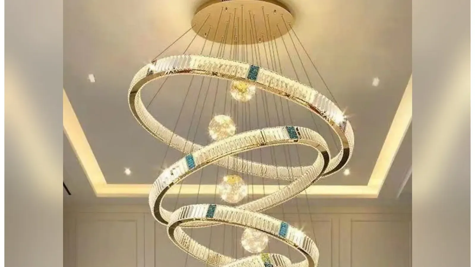 Đèn thả thông tầng vòng LED THLED lắp tại nhà khách Đồng Nai