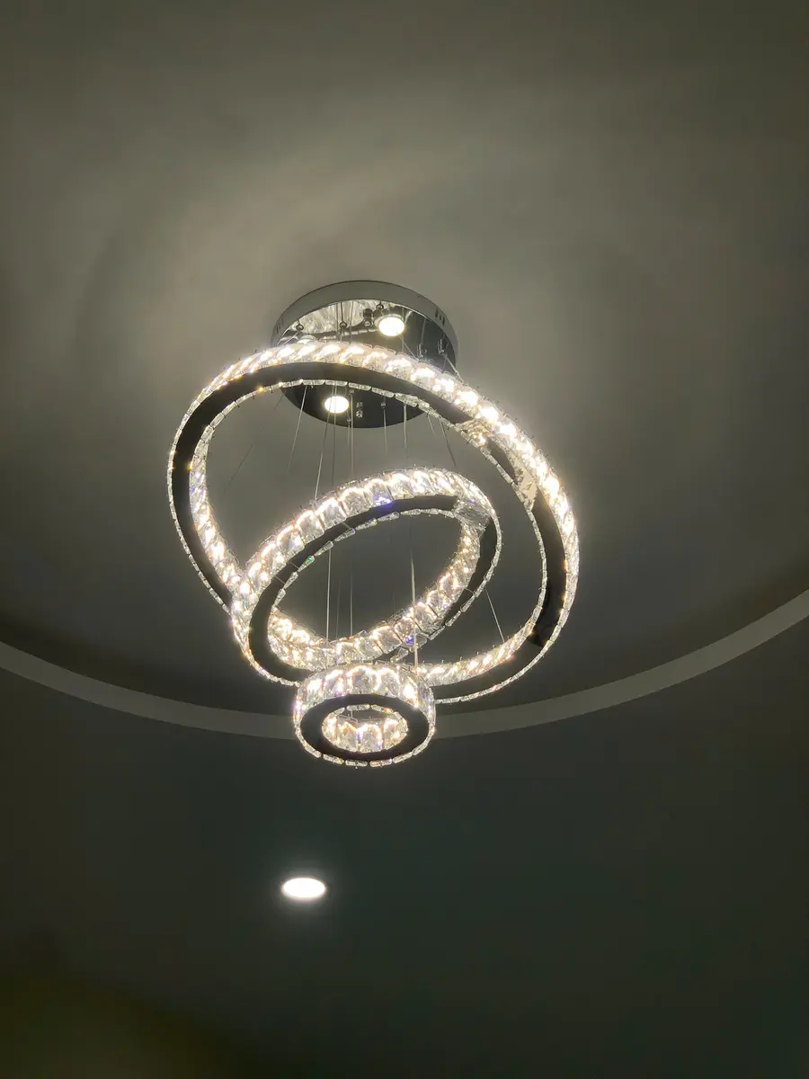 Đèn thả 3 vòng LED pha lê phòng khách
