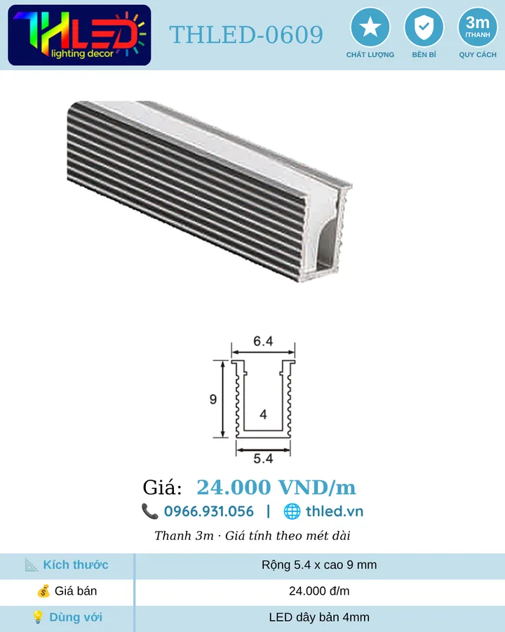 Nhôm profile THLED-0609